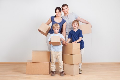 Boxes and furniture arranged for safe transport during a Surrey removal