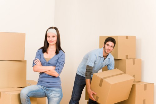 Packed moving boxes ready for a Surrey house relocation