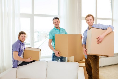 Fragile household items carefully wrapped and labelled for relocation