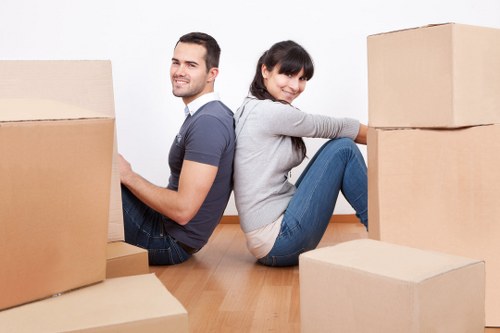 Packed furniture and boxes prepared for same day removals in Surrey
